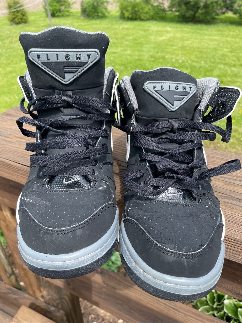 Nike Black and Gray High-Top Flight Sneakers ‘Falcon’ size 10.5